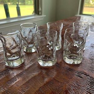 Set 6 Bormioli Rocco Sorgente Shot Glasses Clear Irregular Shape Made in Italy